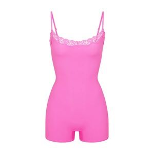 skims fits everybody lace onesie in neon orchid